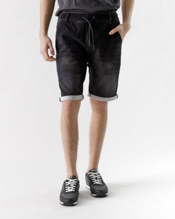 FEKETE FÉRFI JOGJEANS RÖVIDNADRÁG 1D23SS1130MP7166