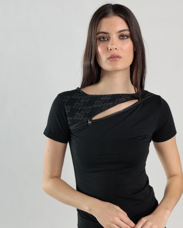 FEKETE NŐI RÖVID UJJÚ PÓLÓ 2D25SS4541SS0205