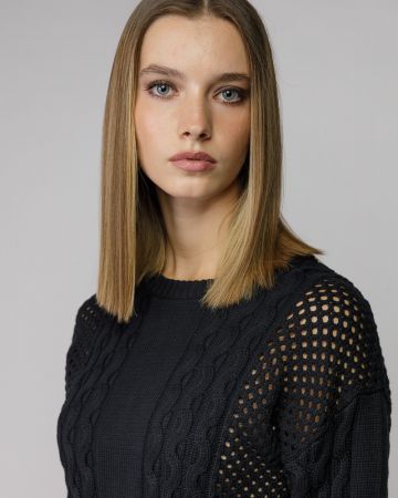 FEKETE NŐI KÖTÖTT PULÓVER 2D25FW6520LS1124