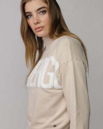 FEHÉR NŐI KÖTÖTT GARBÓ PULÓVER 2D25FW6531LS1101