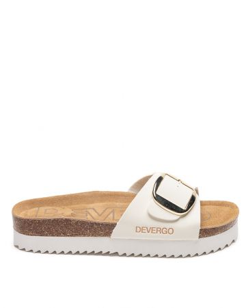 FEHÉR NŐI PAPUCS - GAIA BUCKLE DE26SS2549BU PT